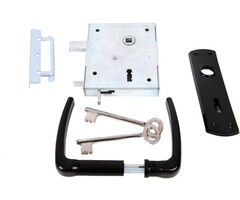 Poortslot opdek sleutel+ besl. zwrt ks. 100x118mm