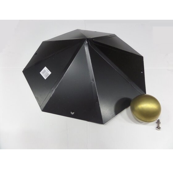 Tuinhuiskap 495x495mm Achthoek Zwart met Messing Bol