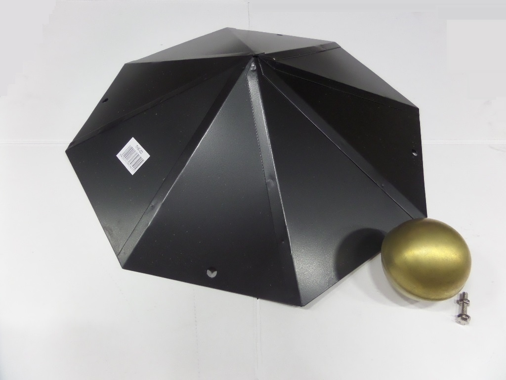 Tuinhuiskap 495x495mm Achthoek Zwart met Messing Bol