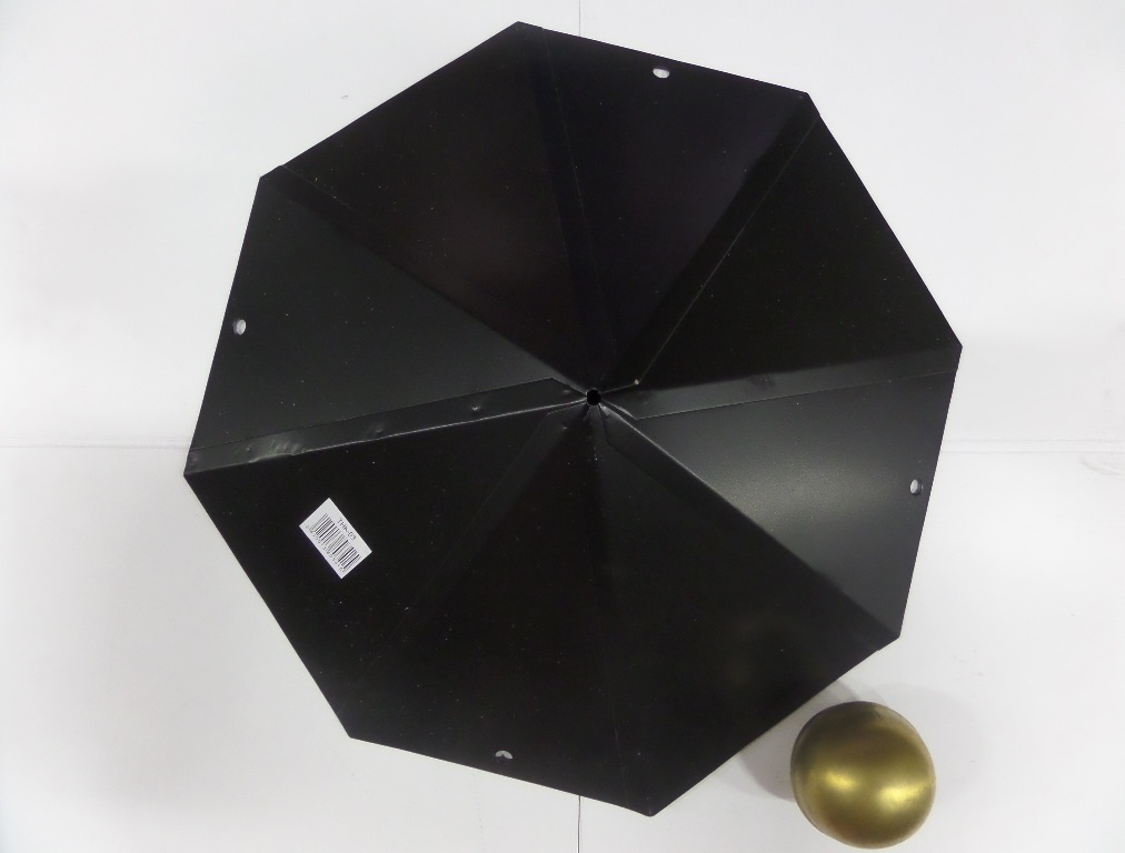 Tuinhuiskap 495x495mm Achthoek Zwart met Messing Bol