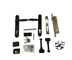 Deurbeslag Set - Poortslot 38x174mm Zwarte structuurcoating