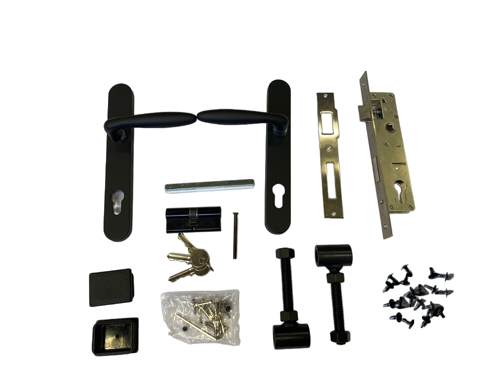 Deurbeslag Set Poortslot 38x174mm Zwart