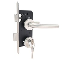 Deurbeslag Set - Poortslot 72x165mm (rozet + gebogen kruk) RVS