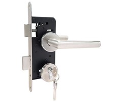 Deurbeslag Set - Poortslot 72x165mm (rozet + rechte kruk) RVS