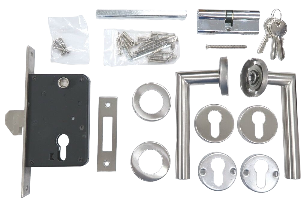 RVS Poortbeslag Set met Haak Poortslot 73×115 mm voor Houten en Stalen schuif Poorten