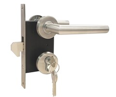 Poortslot met haakslot 73x115mm RVS inclusief beslag en sleutels