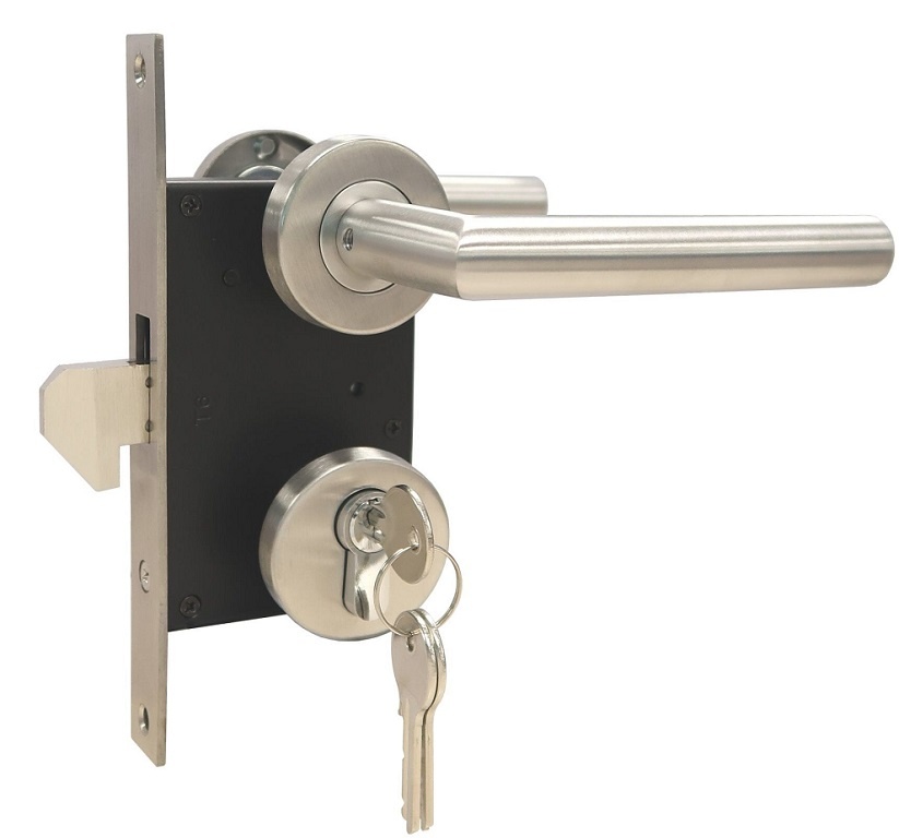 Poortslot met haakslot 73x115mm RVS inclusief beslag en sleutels