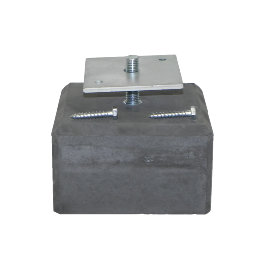 Betonpoer 170x170mm met M16 draadstang en plaatje - antraciet 10cm hoog