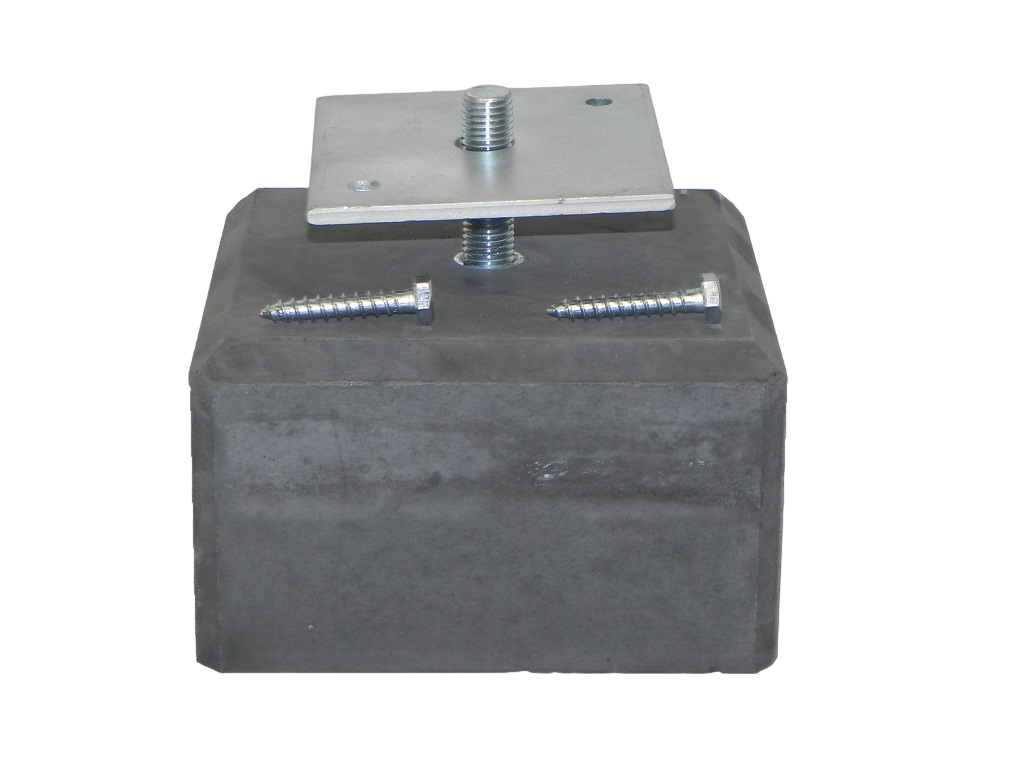 Betonpoer 170x170mm met M16 draadstang en plaatje - antraciet 10cm hoog