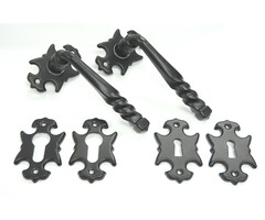 Deurkruk met rozetten Rustiek 1 Zwart gepoedercoat