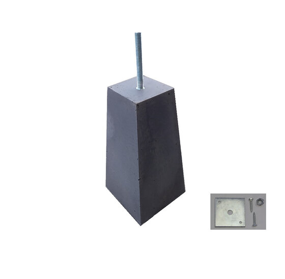 Betonpoer taps 22x22 cm met plaatje, antraciet, 40 cm hoog