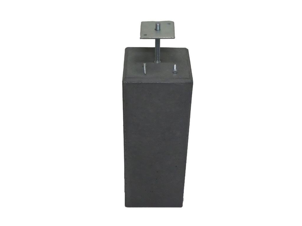Betonpoer 220x220mm met M16 draadstang en plaatje, antraciet, 58cm