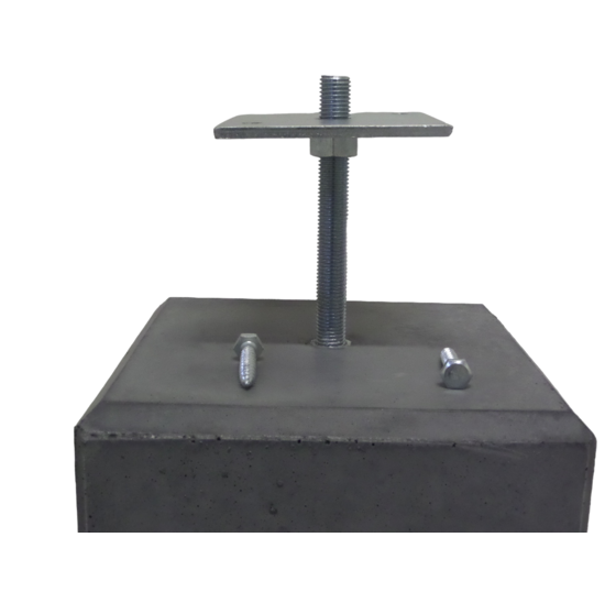Betonpoer 220x220mm met M16 draadstang en plaatje, antraciet, 58cm