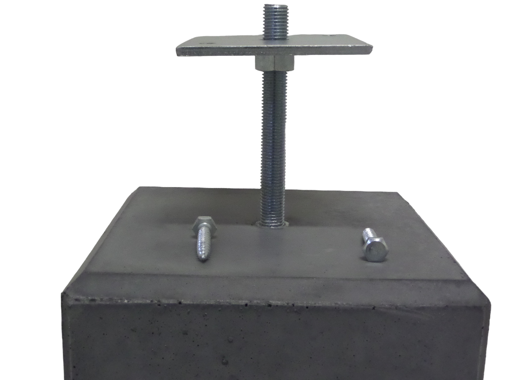Betonpoer 220x220mm met M16 draadstang en plaatje, antraciet, 58cm