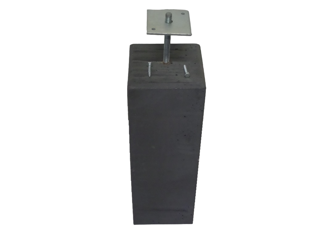 Betonpoer 195x195mm antraciet 58cm hoog met bevestigingsplaatje