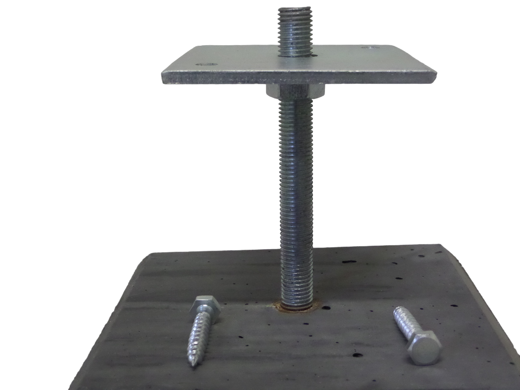 Betonpoer 195x195mm antraciet 58cm hoog met bevestigingsplaatje