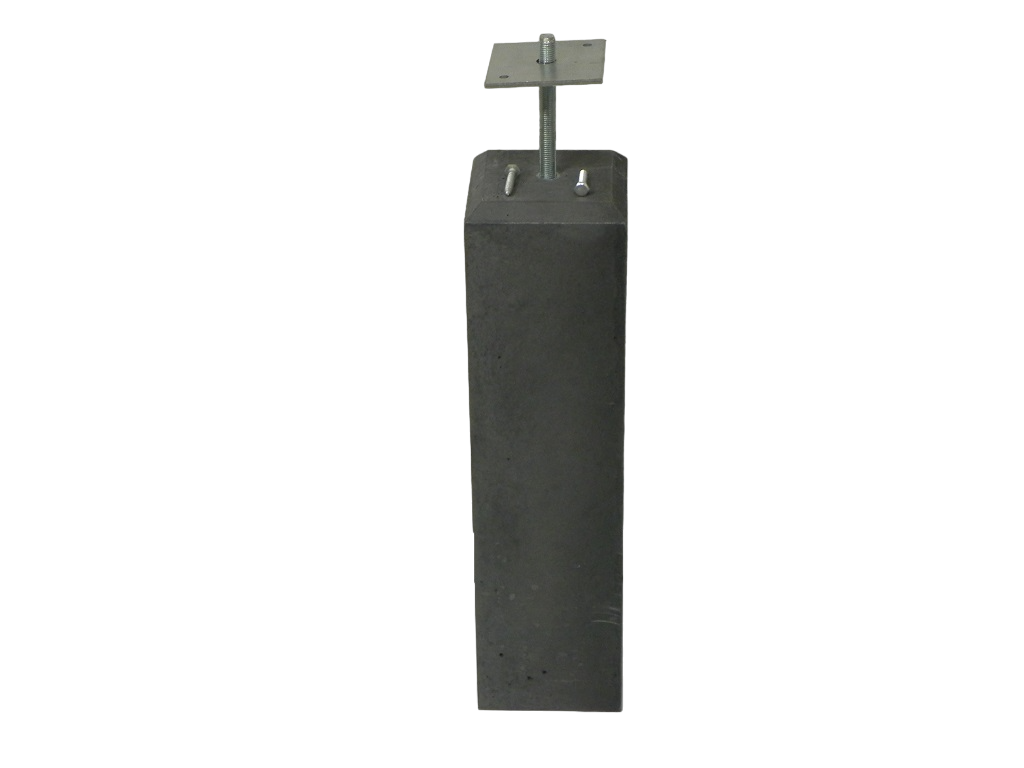 Betonpoer 150 × 150 × 580 mm antraciet met montageplaat, facetrand