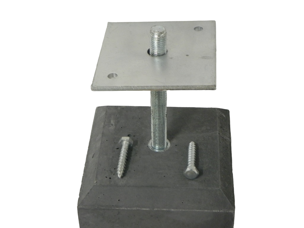 Betonpoer 150 × 150 × 580 mm antraciet met montageplaat, facetrand