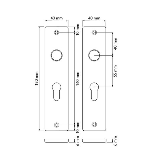 HP Deurschild Kort Cilinder 55mm Aluminium F1
