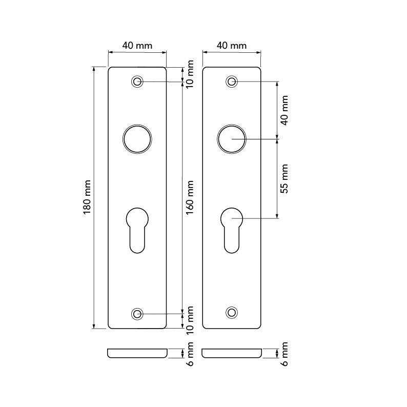 HP Deurschild Kort Cilinder 55mm Aluminium F1