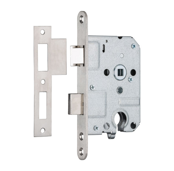 HP Inbouwdeurslot Cilinder 55mm RVS voorplaat + sluitplaat