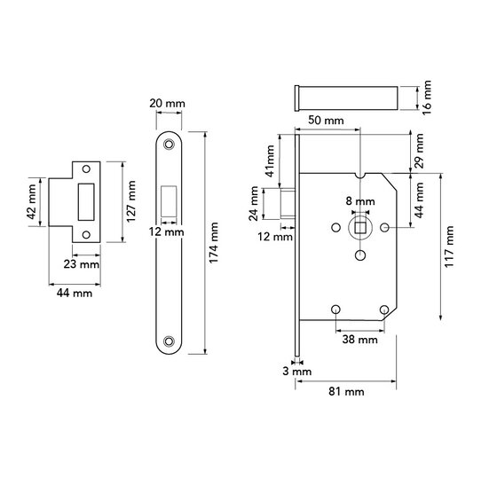 HP Inbouwdeurslot Binnendeur RVS voorplaat