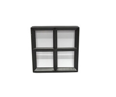 Stalen raam 250x250mm vast met 4 vakken zwart enkel glas 50mm diep