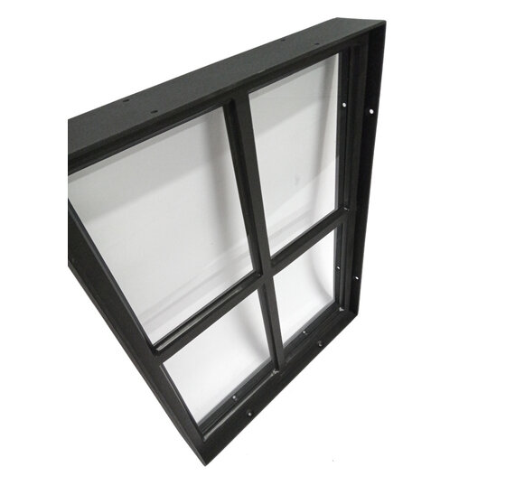 Stalen vast raam 300x400mm zwart met enkel glas, 50mm diep