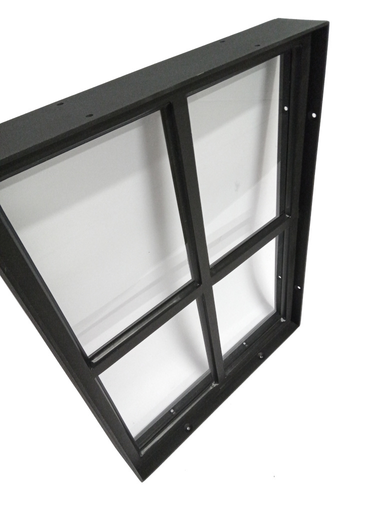 Stalen vast raam 300x400mm zwart met enkel glas, 50mm diep