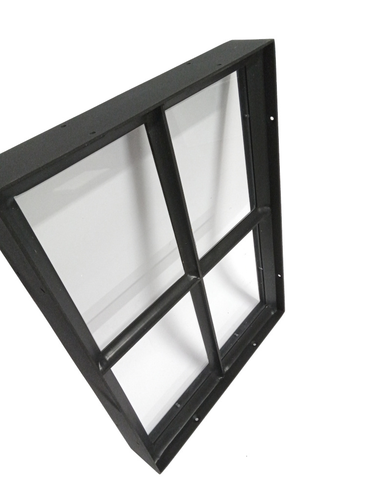 Stalen vast raam 300x400mm zwart met enkel glas, 50mm diep