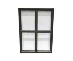 Stalen vast raam 300x400mm zwart met enkel glas, 50mm diep