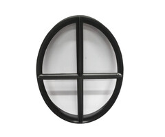 Ossenoog vast raam 420x320mm zwart met enkelvoudig glas