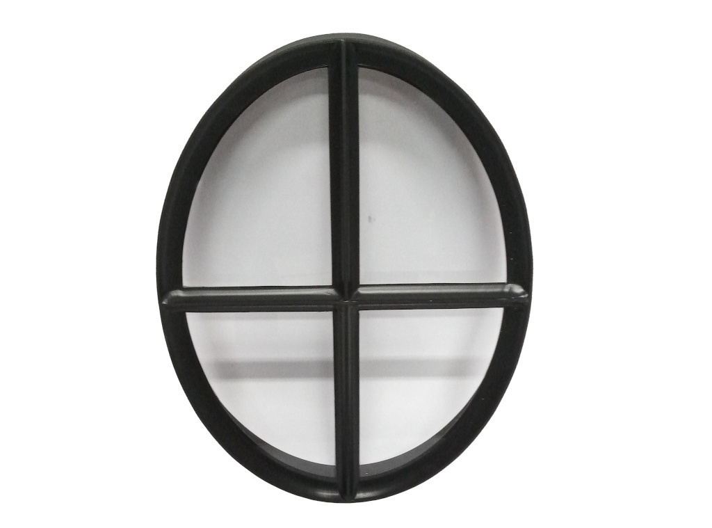 Ossenoog vast raam 420x320mm zwart met enkelvoudig glas