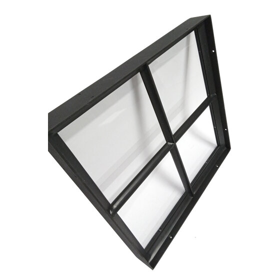 Stalen raam 400x400 mm zwart vast enkel glas 4 vakken vierkant