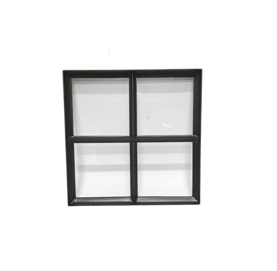 Stalen raam 400x400 mm zwart vast enkel glas 4 vakken vierkant