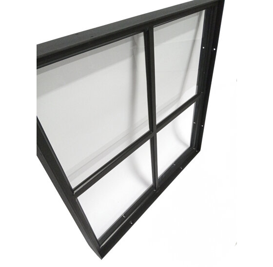 Stalen raam 500x500mm zwart vast enkel glas 50mm diepte