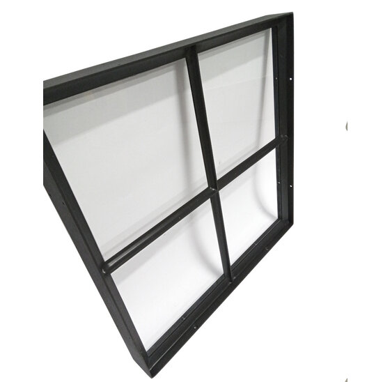 Stalen raam 500x500mm zwart vast enkel glas 50mm diepte