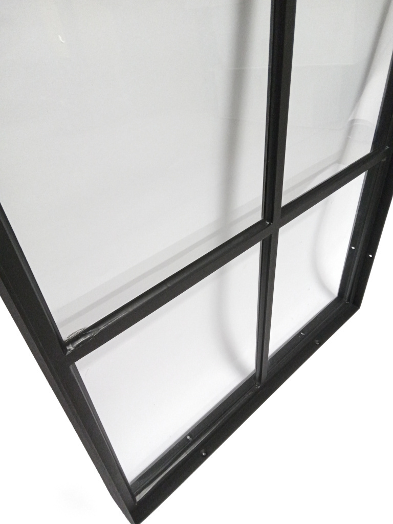Stalen raam 500x600mm zwart vast glas 50mm diep 4-ruits verdeling