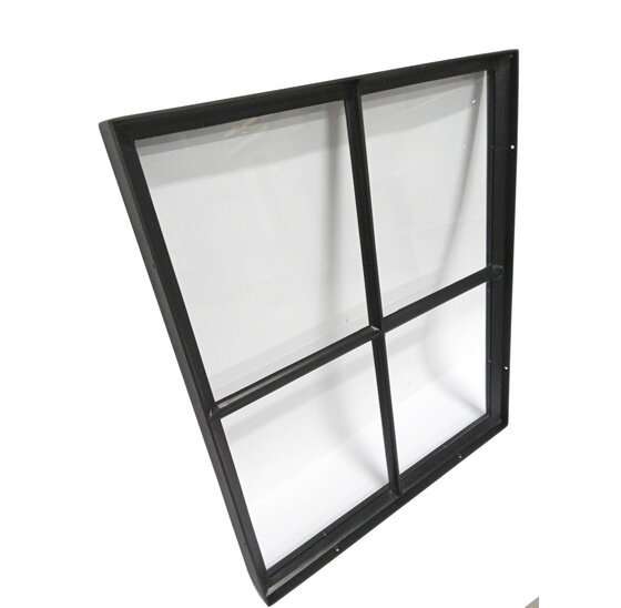 Stalen raam 500x600mm zwart vast glas 50mm diep 4-ruits verdeling