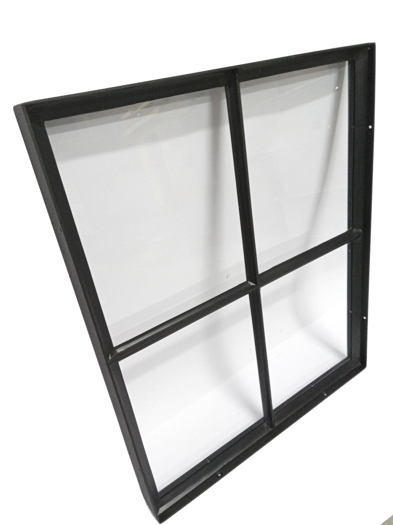 Stalen raam 500x600mm zwart vast glas 50mm diep 4-ruits verdeling