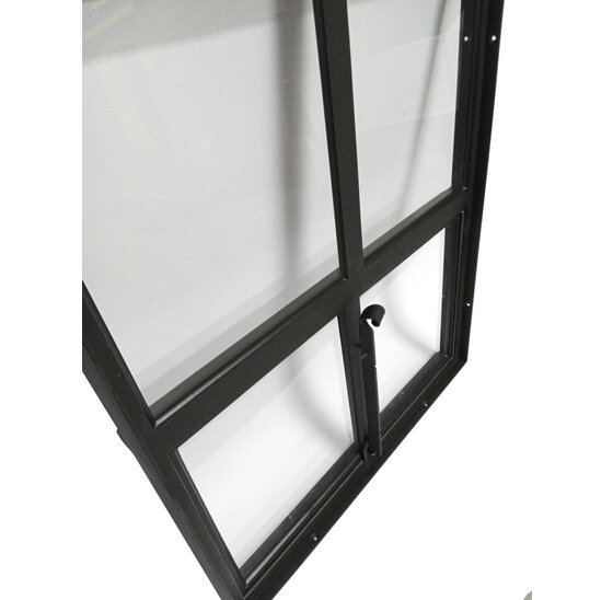 Stalen raam 500x600mm openklapbaar zwart met enkel glas 50mm diep