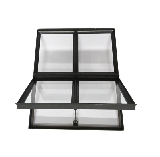 Stalen raam 500x600mm openklapbaar zwart met enkel glas 50mm diep