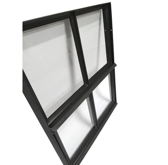 Stalen raam 500x600mm openklapbaar zwart met enkel glas 50mm diep