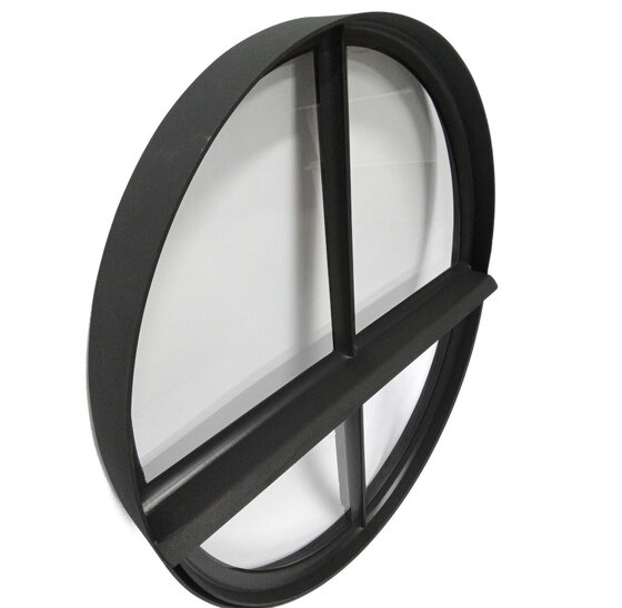 Openklapbaar ossenoog raam 510x640mm staal zwart enkel glas