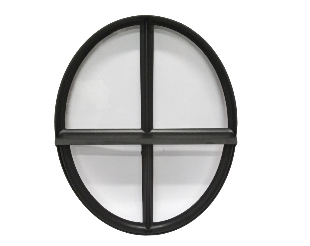 Openklapbaar ossenoog raam 510x640mm staal zwart enkel glas