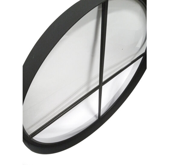 Rond stalen raam Ø80cm zwart vast met enkelvoud glas ossenoog