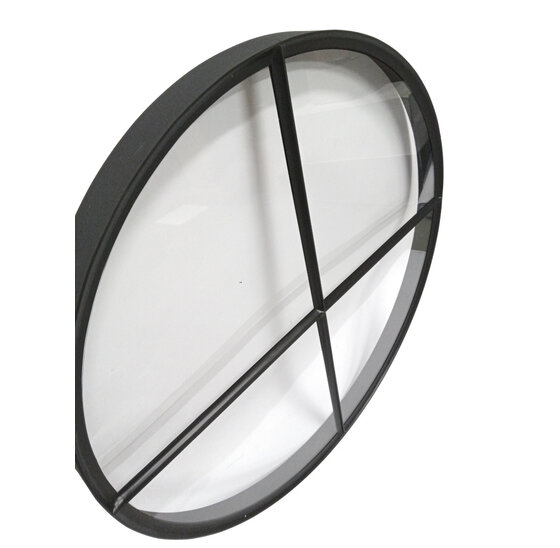 Rond stalen raam Ø80cm zwart vast met enkelvoud glas ossenoog