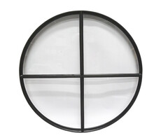 Rond stalen raam Ø80cm zwart vast met enkelvoud glas ossenoog