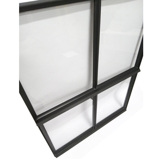 Stalen raam 750x950mm openklapbaar met enkel glas zwart gecoat