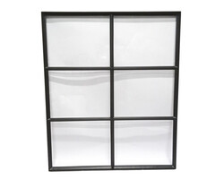 Stalen raam 980x820mm zwart vast met enkelbeglazing 6 vakken